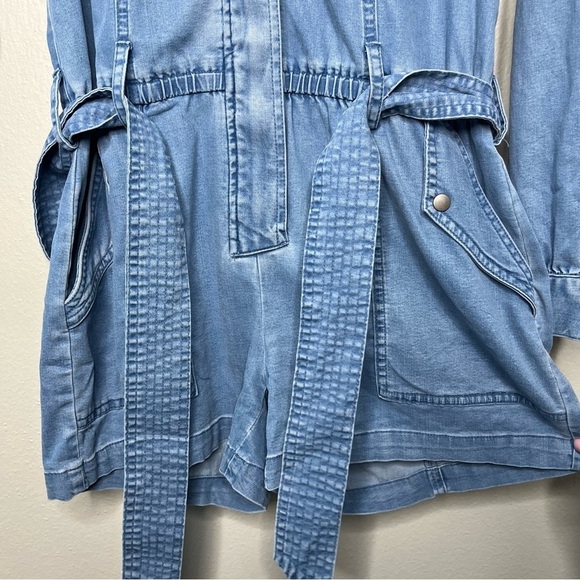 NEW Kut from the Kloth‎ Women Romper XS Blue Chambray Denim Arabella Shorts Belt - Picture 10 of 10